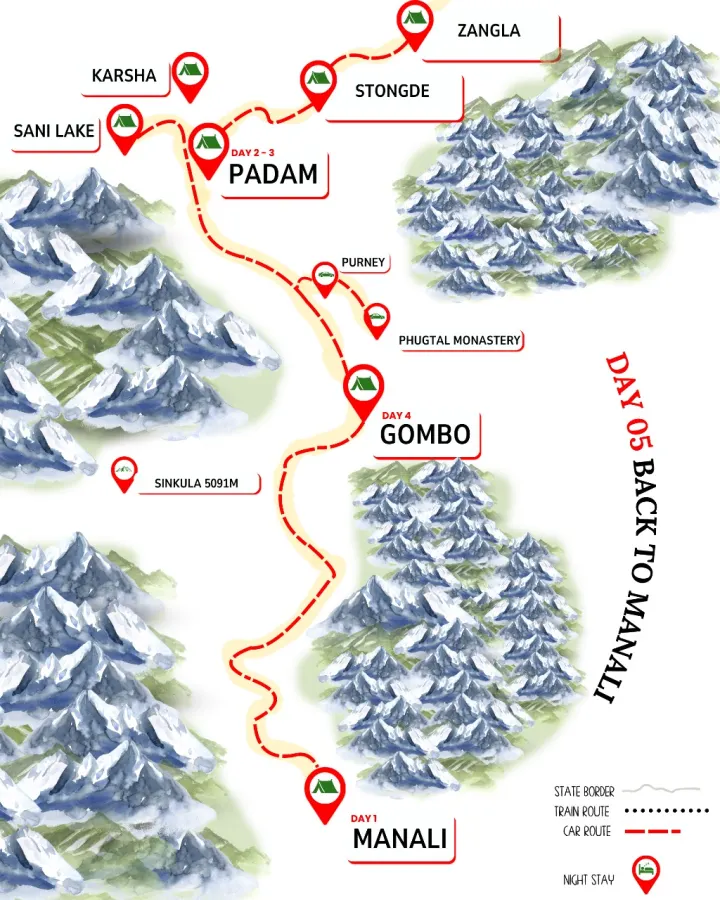 Discover Zanskar carte d'itinéraire